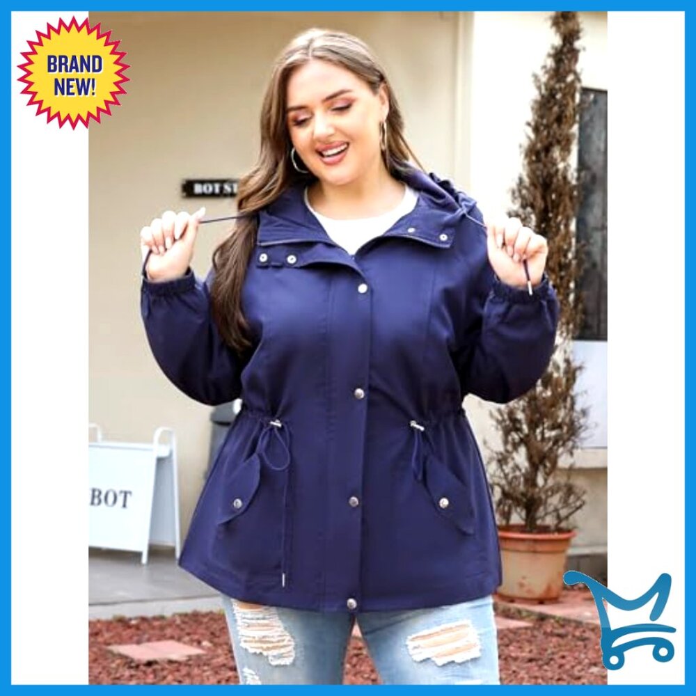 Plus Size Rain Jacket Waterproof Windbreaker Ligh… - image 2